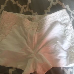 White linen loft shorts